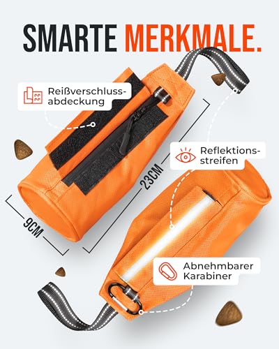 ZAUBERPFOTE Futterbeutel 'Joy' - Mit wasserfestem YKK® Reißverschluss - Apportierbeutel für Hundetraining - Ideal für Leckerlies – Praktische & robuste Leckerlitasche für Hunde