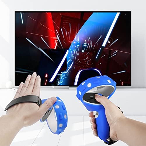 TNP Controller Grips Cover for Oculus Quest 2 / Meta Quest 2 Knuckle Strap VR Touch Controller Hand Grip Cover Protector Sleeve with Anti-Throw Adjustable Straps (Blue) — view 5