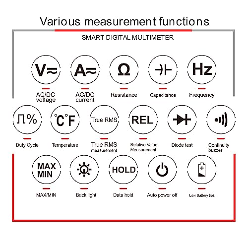Voltmètre multimètre numérique pour tester fréquence diode et température DELURA - 7