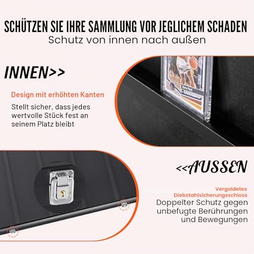 VEVOR Vitrine für Sportkarten in 35 verschiedenen Ausführungen, 617 x 775 x 55 mm, Schaukasten mit 98% UV-Schutz, PC-Glas, abschließbarer Wandschrank für Fußball, Basketball, Hockey Sammelkarten