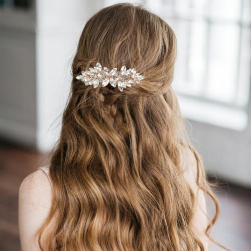 Juego de 3 pinzas para cabello con cristal y perla doradas miniatura 3