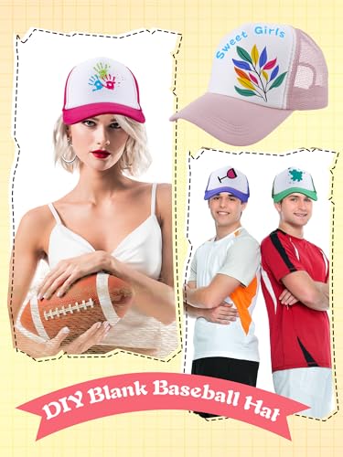 Image of 30 Pack Adult Sublimation Trucker Caps Bulk DIY Printing Baseball Hat Mesh Trucker Hat for Men Women Summer