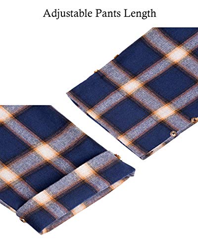 Image of Mens Flannel Pajama Pants Plaid Heavyweight Cotton PJs Bottoms Sleepwear | Soft Cozy with Pockets, Elastic Waistband Drawstring, Adjustable Length, Casual Checkered Lounge Pant, for Home Holiday Daily