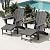 KINGYES Folding Adjustable Adirondack Chair with Retractable Ottoman, HDPE Weather Resistance Oversized Outdoor Chair with Cup Holder, Wood-Like Reclining Versatile Adirondack Chair, Grey