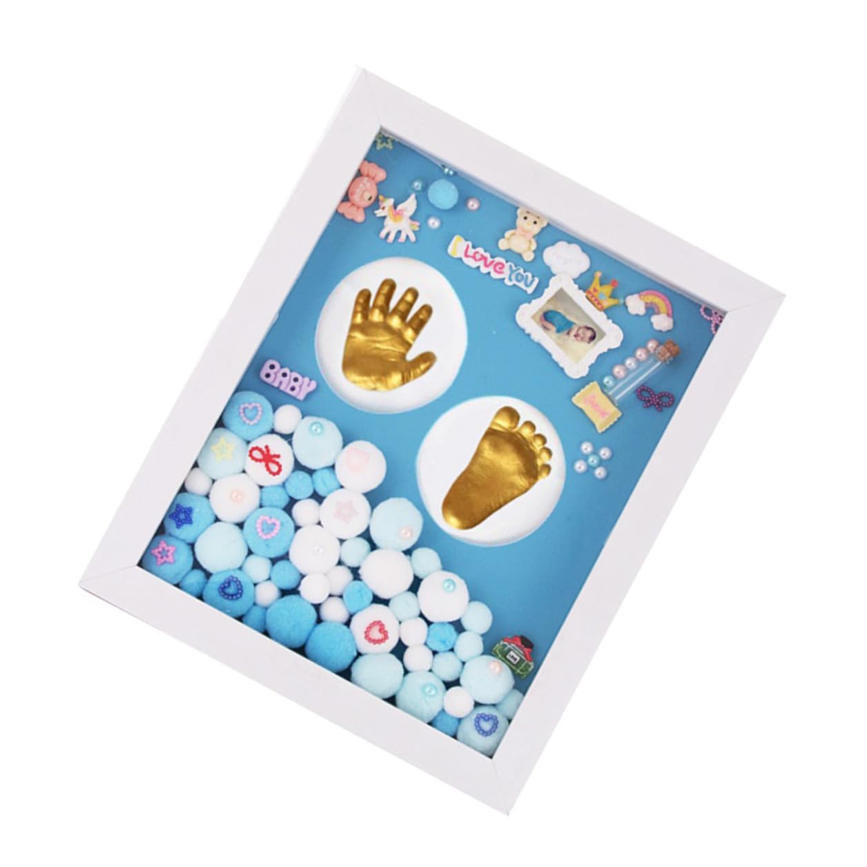 Cornice Impronta Oro in Acrilico per Ragazzo Ragazza Kit Impronta Mani e Piedi, Set, per Battesimo e Regalo Nascita Bimbo