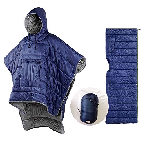 Thermal Poncho Wearable Hooded Blanket - Envelope Lightweight Camp Sleeping Bag Cloak Cape Windproof Compression Sack by Hi Suyi - Used condition - CA$49.76