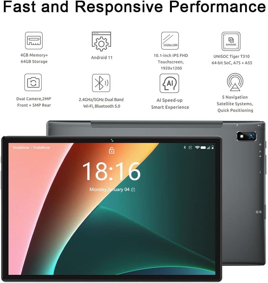 Bmax I10 Pro Tablet showing front display with time and back panel.