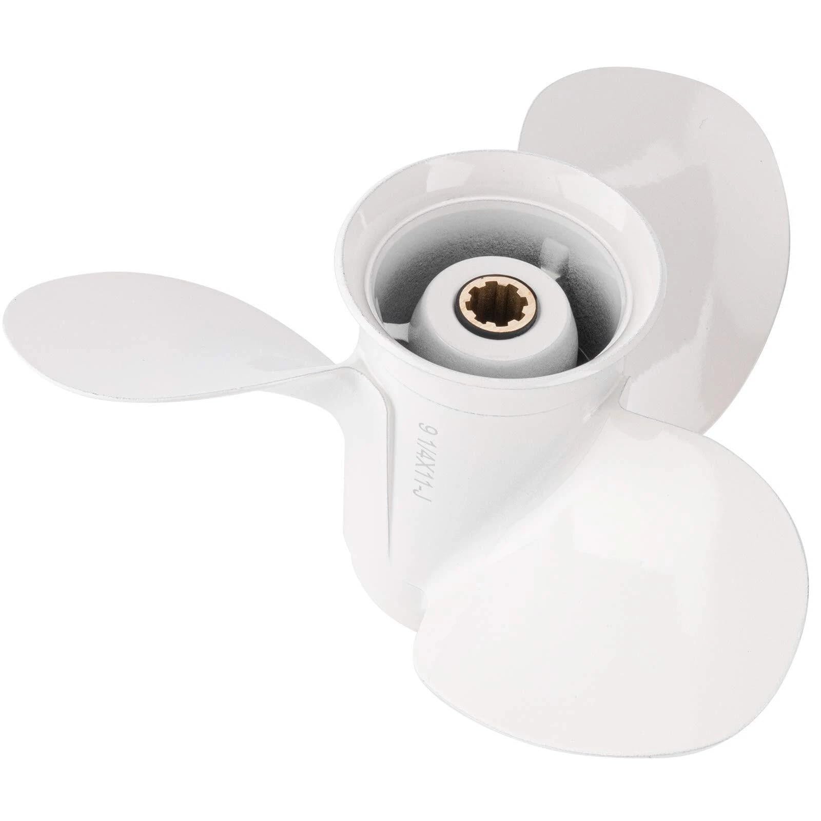 ReachMall Hélice de aluminio para motor de barco, 3 aspas, 9 1/4 x 10 1/2 pulgadas, rotación a la derecha para motor fuera de borda de 9.9 15 20 HP después de 1984