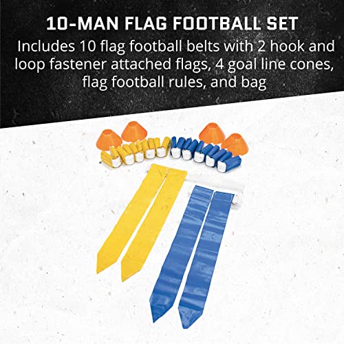 SKLZ 10 Man Flag Football + End Zone Pylons, Complete Indoor & Outdoor Training Set