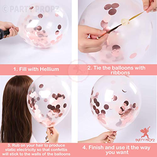 Image of Party Propz Rubber Rose Gold Confetti Balloons - Large Pack Of 50Pcs|Birthday Balloons For Decoration|Rose Gold Balloons For Birthday Decoration|Confetti Balloon|Anniversary Decoration Items