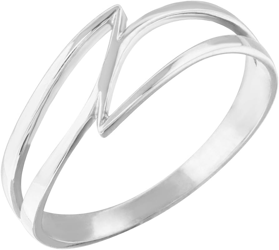 Dainty 925 Sterling Silver Double Swish Outline Open Design Ring
