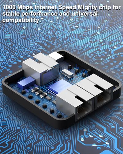 uhddadi Ethernet Splitter 1 to 2 Out, 1000Mbps High Speed Network Switches with Cat 6 Ethernet Cable, Gigabit Internet Splitter Connector for Cat 5/5e/6/7/8 Cable, Black - Image 4