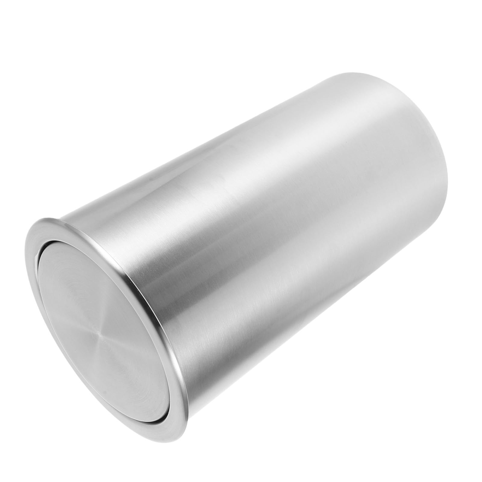 ibasenice Cubo de Basura Empotrado de 5,5l Tapa Abatible, Diseño Redondo de Acero Inoxidable para Cocina y Restaurante, Fácil de Limpiar y Ahorro de Espacio