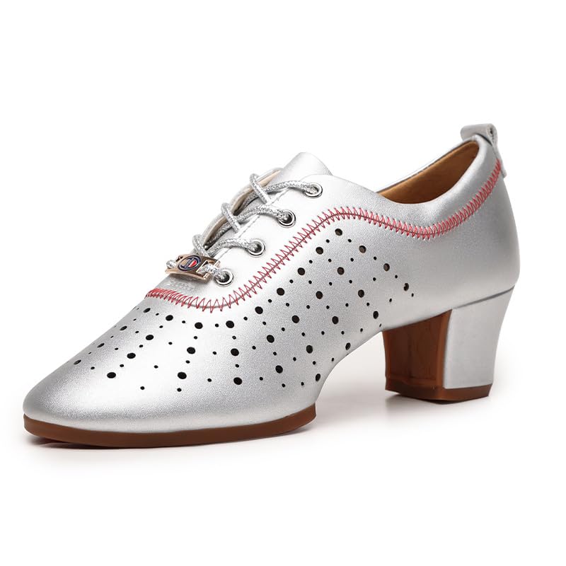Chaussures de danse latine femme bout fermé argent pour soirée bachata