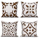 ASDCXZ Funda de cojín Boho 40x40 cm 4er, Funda de Almohada de cojín Textil de Lino