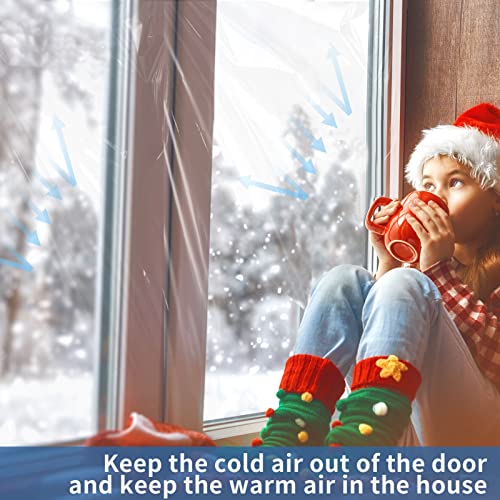 Window Insulation Kit, 63Inx63In(160X160Cm) Thicken Window Covering Shrink Film With Double-Sided Adhesive, Cuttable Transparent Film For Winter Keep Cold Out #TOP6