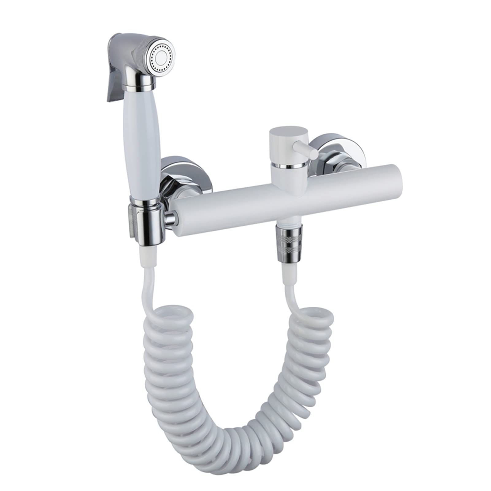 Rubinetti per lavabo, Bidet Faucet Set caldo e freddo Bianco Valvola angolare in cromo a mano Handied Hygienic Shower Head Wash Car Auto PET Accessori Airbrush Tap