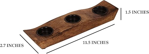 Miniatura 4 de eTroves Juego de portavelas de madera, portavelas votivas de madera de mango con diseño de barco de madera de mango, portavelas de madera