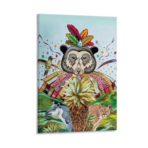 Hedlektio Póster de carnaval andino, paisajes, lienzo, pintura, oficina, hogar, decoración de pared, regalos, 20 x 30 cm