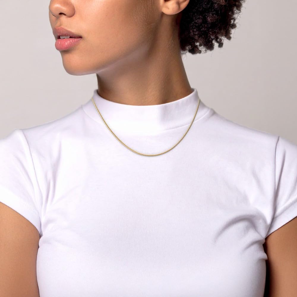 IceCarats 14K Solid Yellow Gold 1.2mm Dainty Snake Chain Necklace Polished