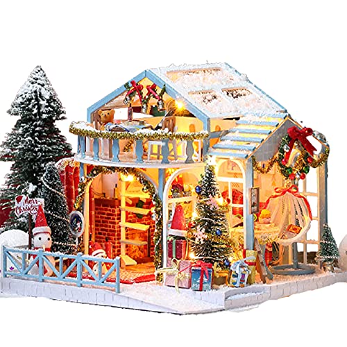 Puppenhaus Miniatur Möbel Weihnachten Handgefertigt mit Staubschutz Kinder Handgefertigtes Haus Modell Holz…