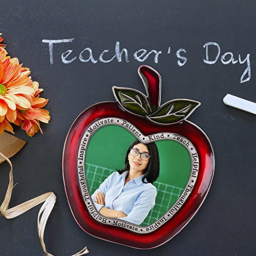 Lasody Apple Shaped Picture Frame Thank You Teacher Frame,Motivate,Patient,Kind,Teach,Helpful,Thoughtful,Inspire,Thanksgiving Gift #TOP7