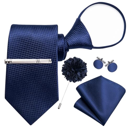 Image of DiBanGu Silk Pre-tied Ties for Men Formal Adjustable Necktie Set