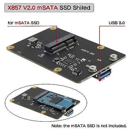 Geekworm for Raspberry Pi 4, mSATA SSD Adapter X857 Expansion Board USB3.0 Module for Raspberry Pi 4 Model B 8GB / 4GB / 2GB