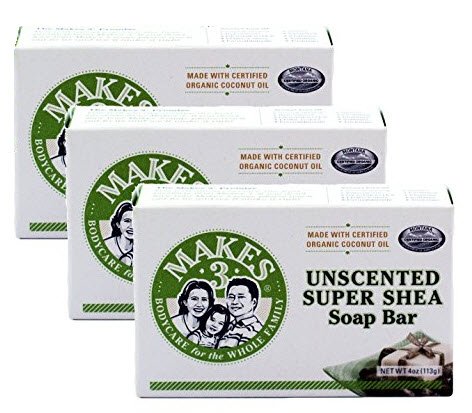 Makes 3 ORGANIC NATURAL BAR SOAP (Unscented) For Sensitive & Dry Skin– EWG Verified Product – Handcrafted, Paraben and Chemical Free, 4 Oz (Pack of 3)