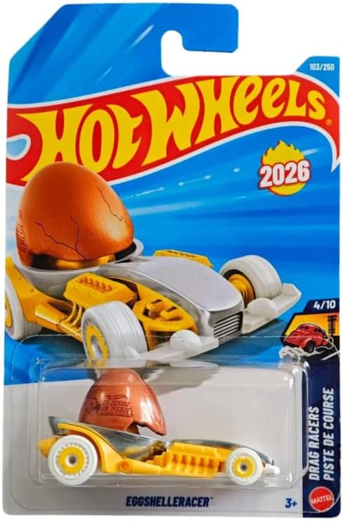 Hot Wheels Eggshelleracer [Yellow] Drag Racers 4/10, 103/250 - New for 2026! 1:64 Scale Diecast Toy Vehicle
