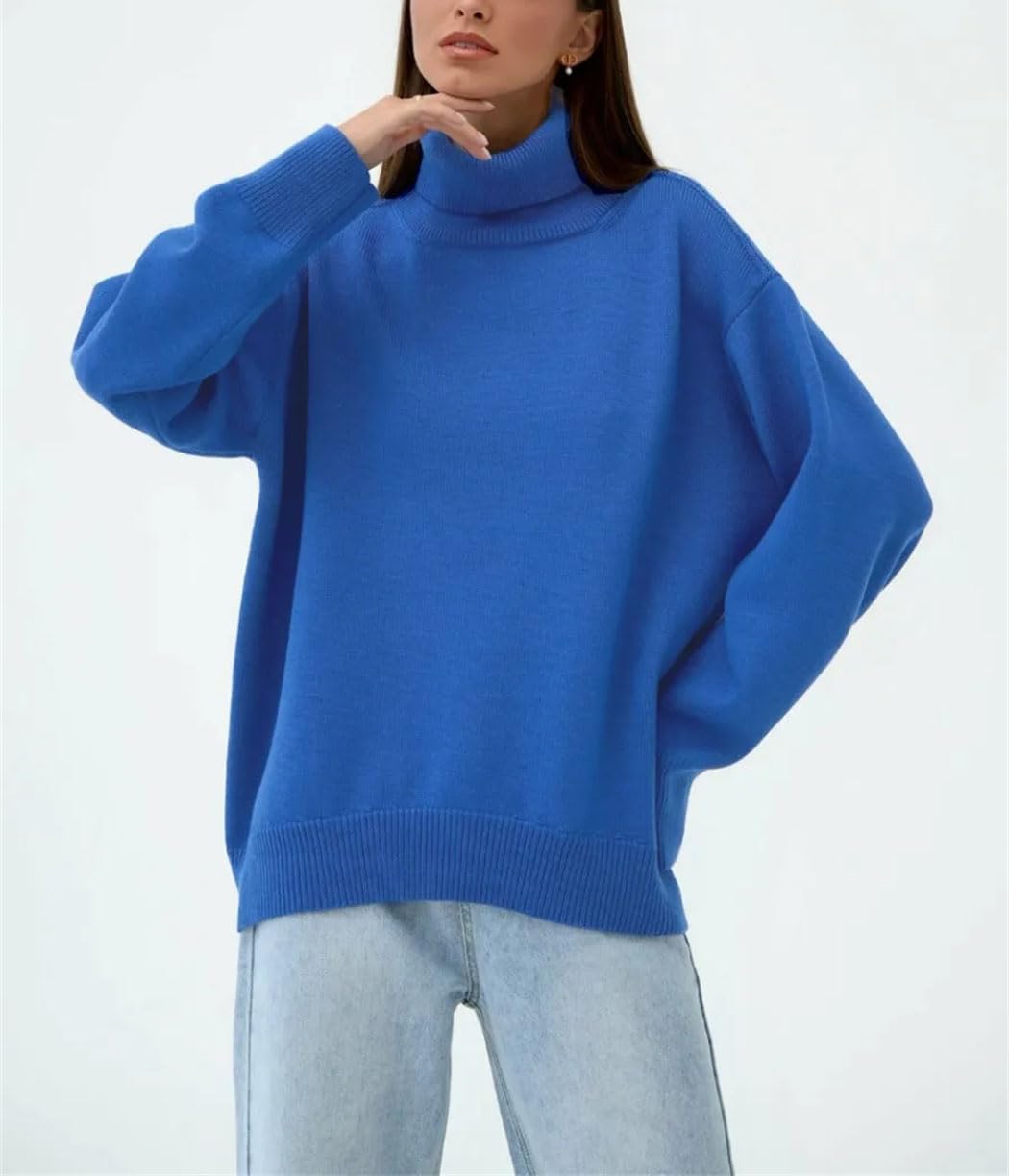 Haitpant Maglione da donna a collo alto autunno inverno spesso caldo pullover top casual sciolto maglione lavorato a maglia oversize