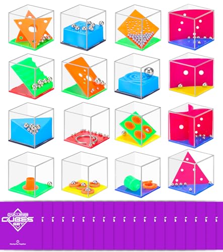 Gontence 16 jogos de paciência para crianças - 16 sacos de presente roxos - jogos para crianças e adultos - presentes de aniversário infantis e brinquedos