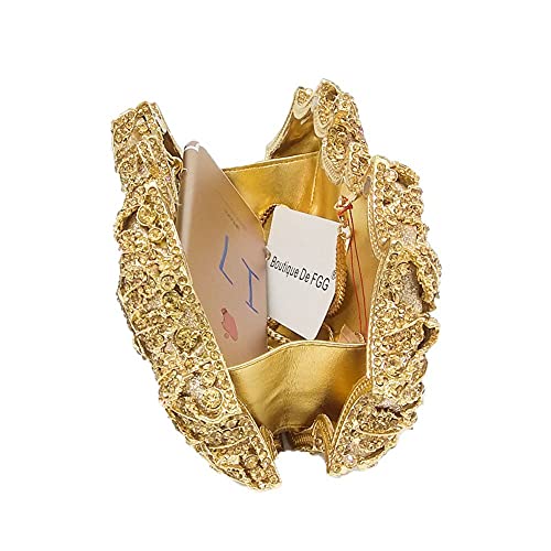Image of Boutique De FGG Mini Flower Evening Bags For Women Formal,Party Rhinestone Clutch Purses,Wedding Floral Crystal Clutch Bag