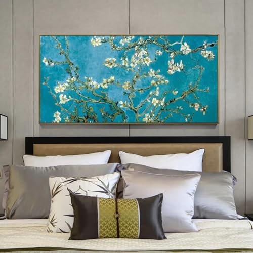 Toile Van Gogh amandier en fleurs pour salon 55x110cm