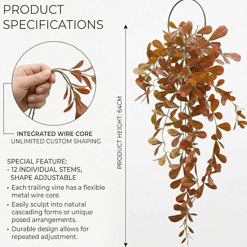 Image of Dekorly 2 Pack Artificial Plants Artificial Hanging Plants Faux Eucalyptus Leaf Greenery Fake Hanging Eucalyptus Plant (Green) (2, Orange)
