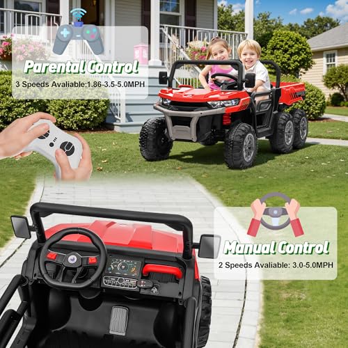 Image of 24V Ride on Dump Truck, XL 2 Seater Ride on Cars with Remote Control, 4x200W Powerful Motors, 6-Wheel Suspensions, Electric Dump Bed, Shovel, Kids UTV for Boy Girl
