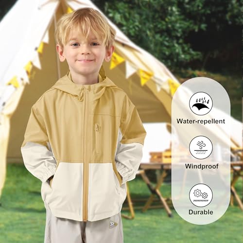 Image of Volunboy Toddler Boys Windbreaker Jackets Patchwork Lightweight Zip Hoodie Outerwear Fall Spring Windproof Hooded Coat