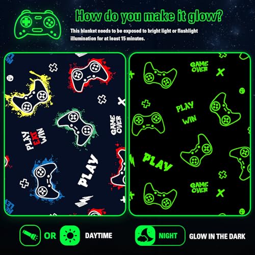 50% Off Glow in The Dark Gaming Blanket - Soft & Washable