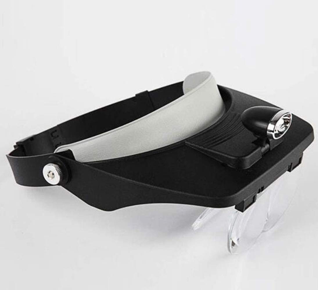 4 Linsen 1,2X, 1,8X, 2,5X, 3,5X Lupe, LED-Licht, Freisprech-Stirnband, Lupenlampe, Stirnband, Brille, Lupe, Lesebrille mit 2 LED-Leuchten, Brillen Magni (Farbe: A) charitable