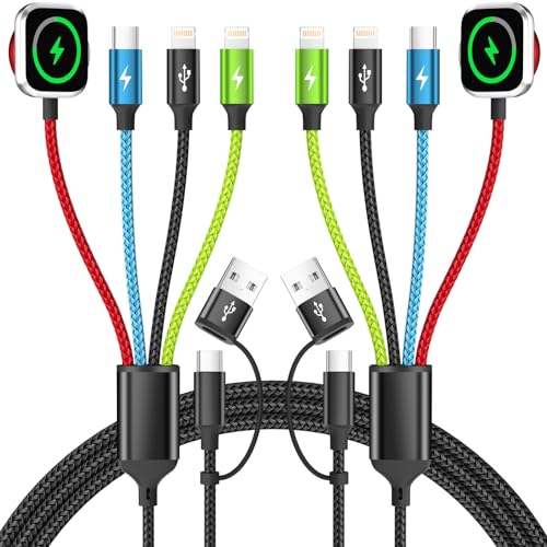 Image of Dual IP Multi Charging Cable with iWatch Charger, 2 Pack 5FT Travel