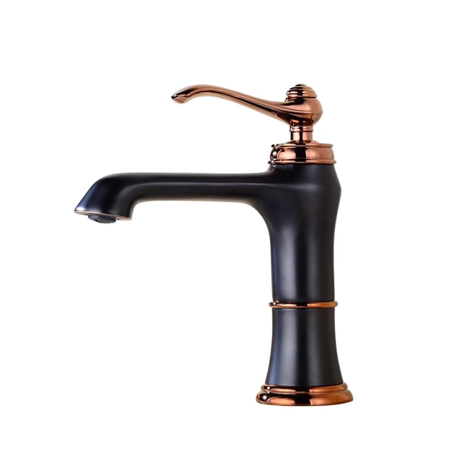 Grifo de lavabo gourmet alto monomando de latón antiguo negro para fregadero de agua caliente