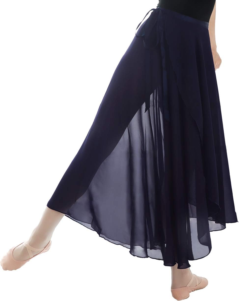 Women Ballet Wrap Skirt Long Sheer Dance Skirts