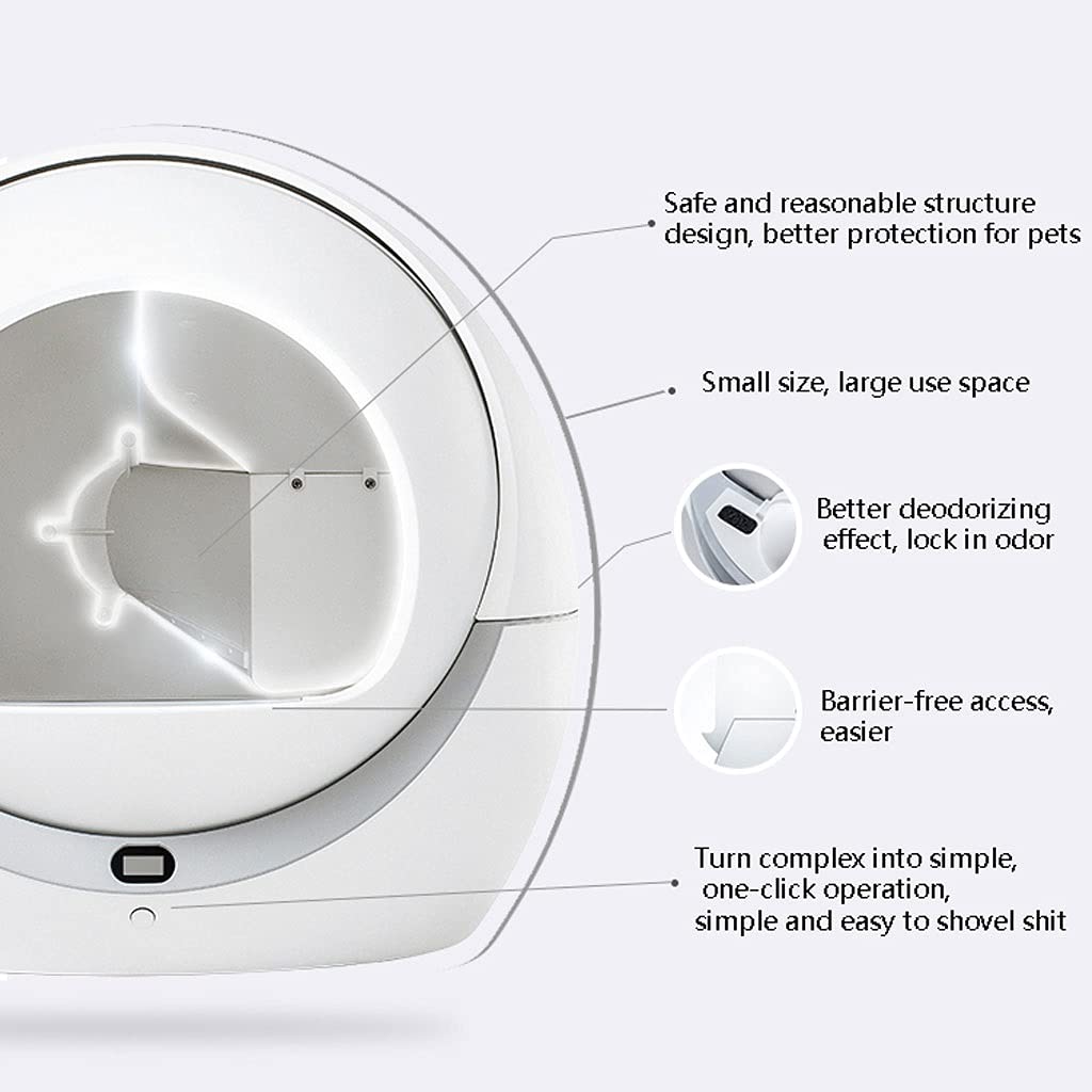 TOMYEUS Lettiera per Gatti Automatico Smart Cat Toilet Gatto Cat Lettiera Box Semi-Chiuso Deodorante Induzione Rotante Pulizia Rotante Cat Lettiera Gatto elettrica Toilette per Gatti