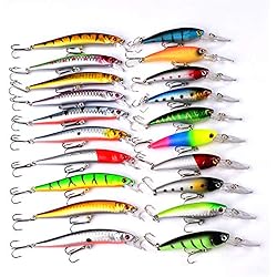 Señuelos Para Pescar Bagres RoseFlower 20 Piezas Kits de señuelos Artificiales de Pesca Cebo Duros/Suaves Incluye Ranas, Giratorios, Cuchara, Anzuelos - Accesorios para Pesca de Trucha, Bagre y Lucio