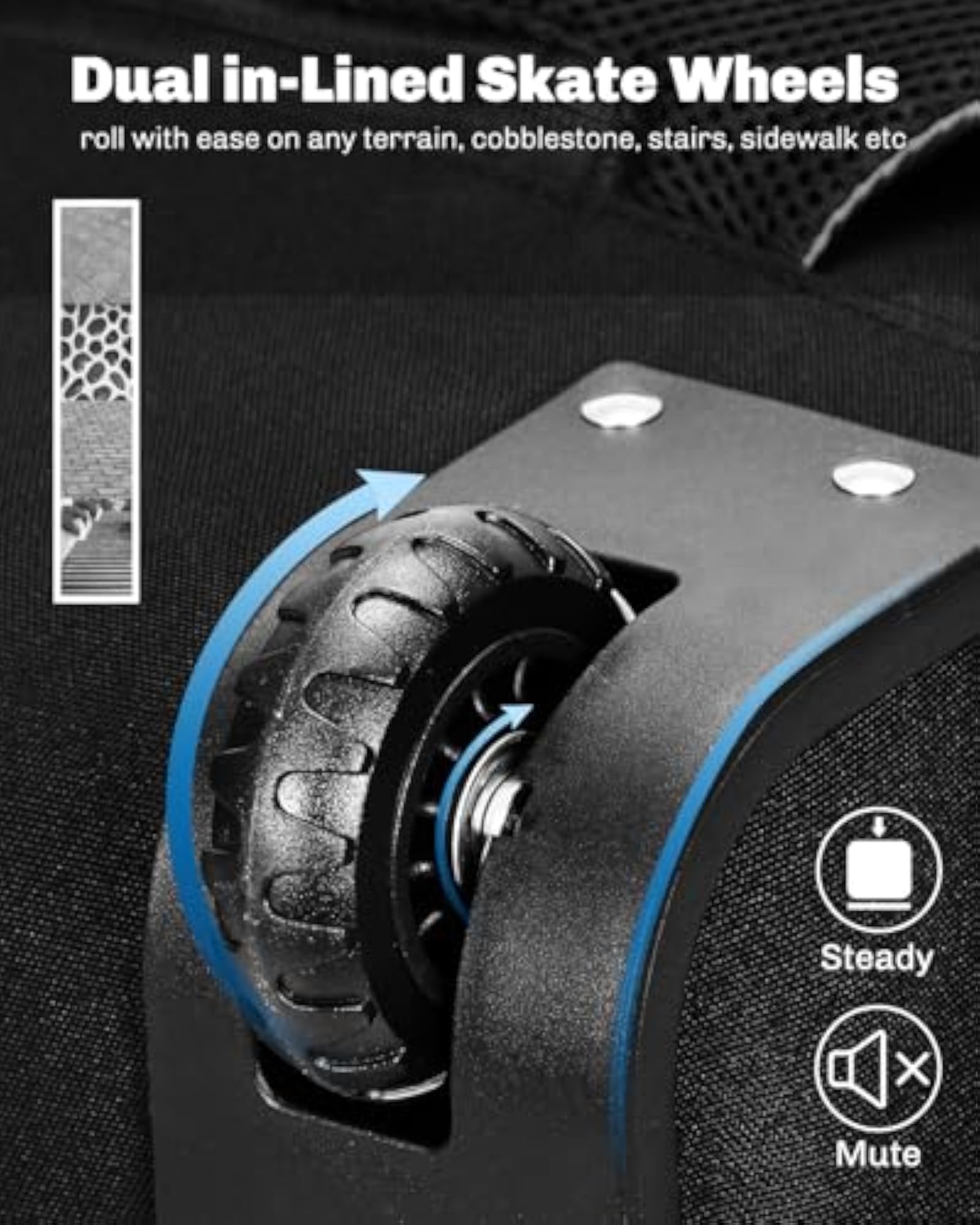 Rolling Backpack 42L with Wheels, Airline Approved