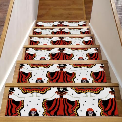 Peldaños antideslizantes para escalones de madera interiores lavables Skull Princess 2