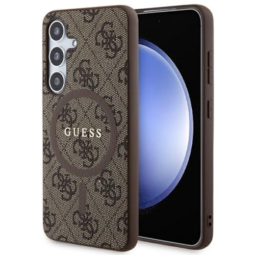 GUESS GUHMS24SG4GFRW Étui Rigide pour S24 S921 Marron 4G Collection Leather Metal Logo