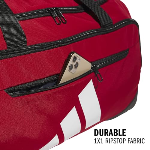 Image of adidas Defender 5 Duffel Bag for Sports, Gym and Travel, Team Power Red 2 /White, OSFA