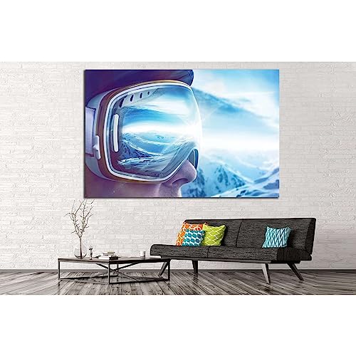 Toile de skieur ZELLART №185 grand tableau mural salon montagne 120x80 cm
