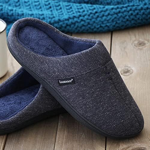 isotoner Men's Preston Knit Slip-On Hoodback Slipper, Dark Charcoal Heather, 13-14 | Image 3